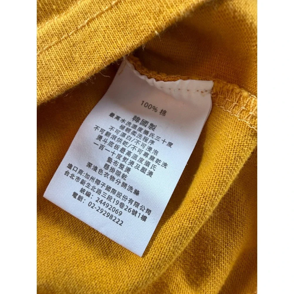 Disney Pixar CacoToy Story T-Shirt Kids S Mustard Yellow Cotton Chest Pocket Tee